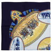 Carré 90 Cavaliers Peuls Pattern Scarf Navy/Multi