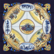 Carré 90 Cavaliers Peuls Pattern Scarf Navy/Multi