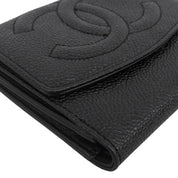 1998年頃製 キャビアスキンCCマークステッチコンパクトウォレット ブラック