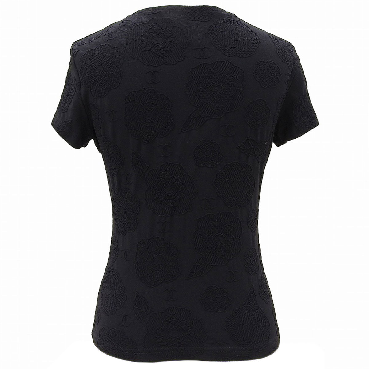 1998 Camellia Pattern T-Shirt with CC Logo Embroidery #40 Black