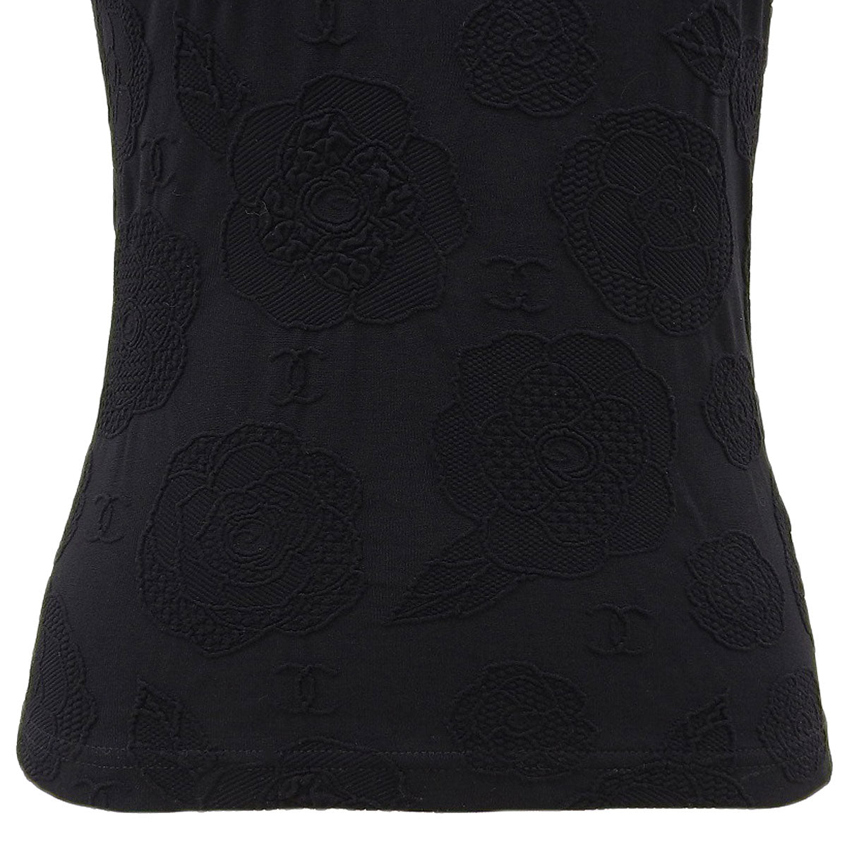 1998 Camellia Pattern T-Shirt with CC Logo Embroidery #40 Black