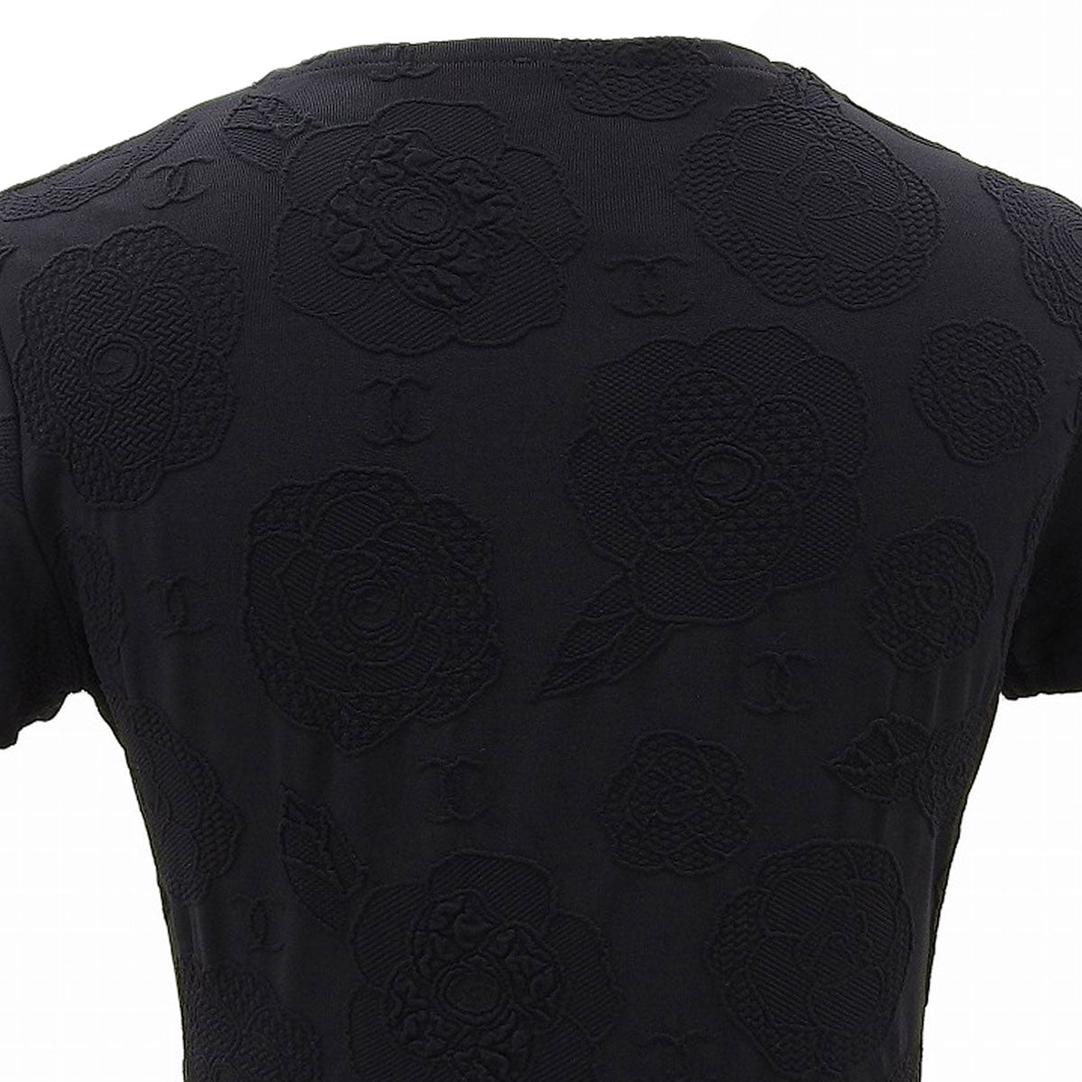 1998 Camellia Pattern T-Shirt with CC Logo Embroidery #40 Black