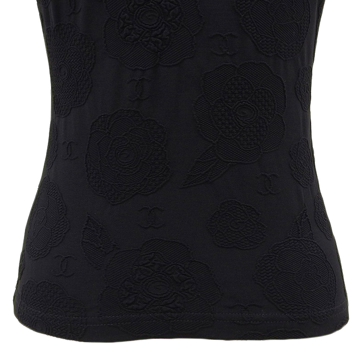 1998 Camellia Pattern T-Shirt with CC Logo Embroidery #40 Black