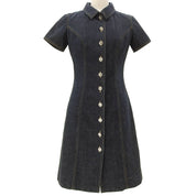 Denim CC-logo button short-sleeve dress #36 Indigo