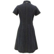 Denim CC-logo button short-sleeve dress #36 Indigo