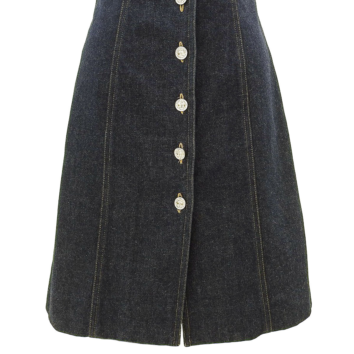 Denim CC-logo button short-sleeve dress #36 Indigo