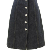 Denim CC-logo button short-sleeve dress #36 Indigo