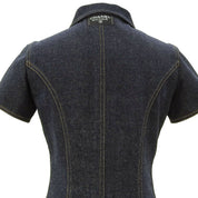 Denim CC-logo button short-sleeve dress #36 Indigo