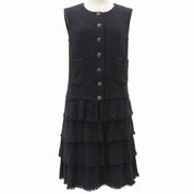 CC Mark Button Ruffled Dress #36 Black