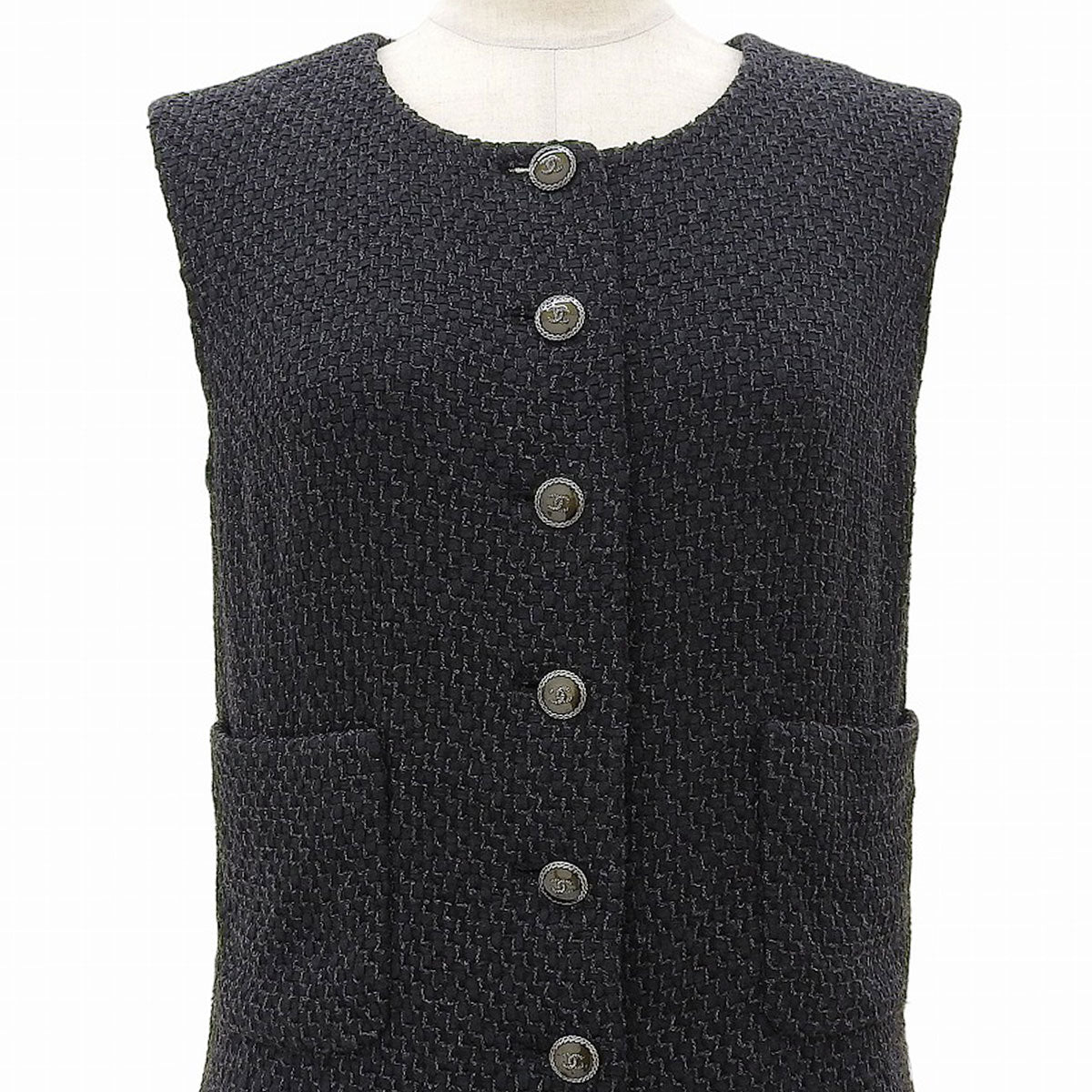 CC Mark Button Ruffled Dress #36 Black
