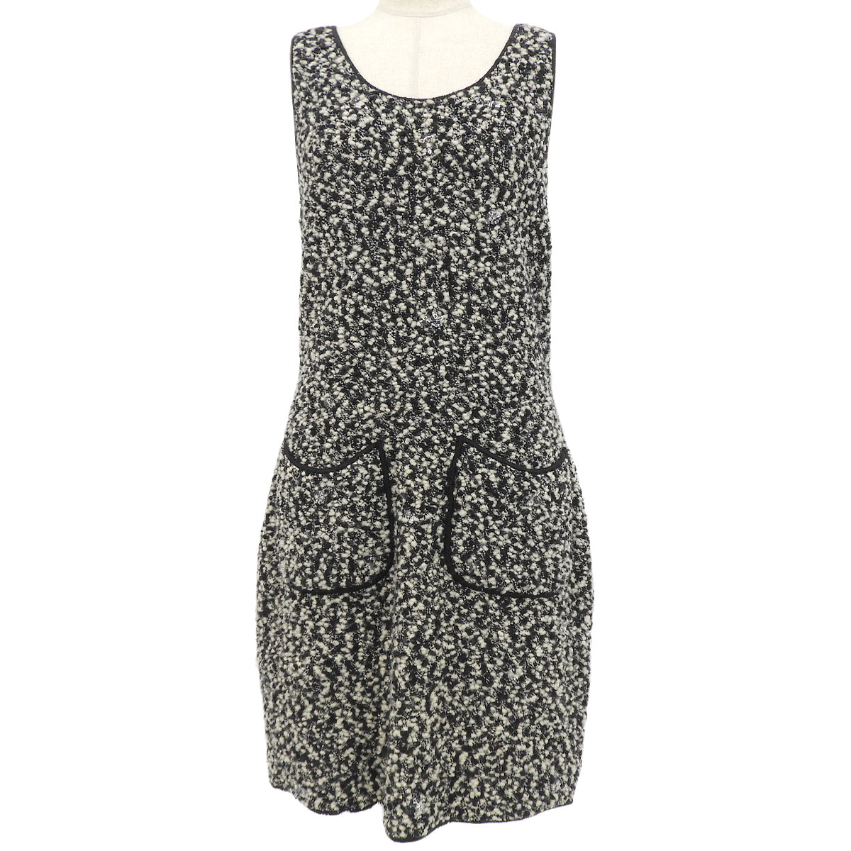 Tweed Ribbon Ensemble Dress in Black/White