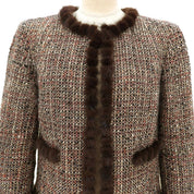 2003 Tweed Fur Combination Jacket #40 Brown/Pink