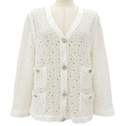 Lace CC Mark Button Cardigan #46 White
