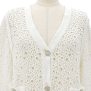 Lace CC Mark Button Cardigan #46 White