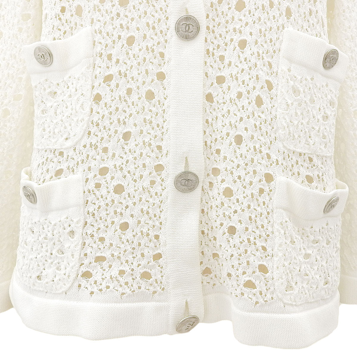 Lace CC Mark Button Cardigan #46 White