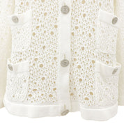 Lace CC Mark Button Cardigan #46 White