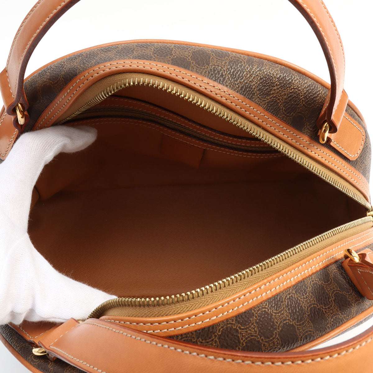 Macadam Pattern Logo Embossed Handbag Brown