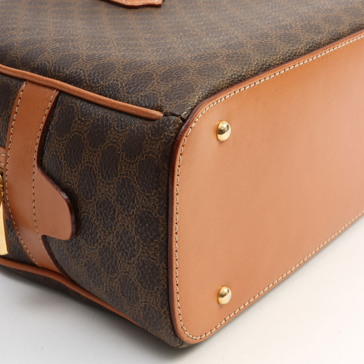 Macadam Pattern Logo Embossed Handbag Brown