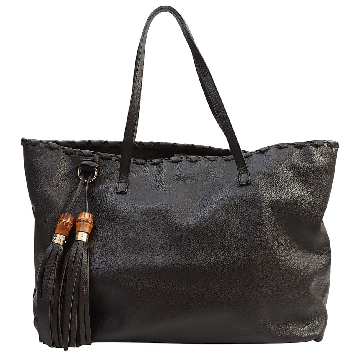 Bamboo Tassel Tote Bag Brown