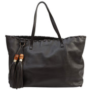 Bamboo Tassel Tote Bag Brown
