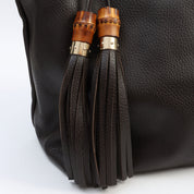 Bamboo Tassel Tote Bag Brown