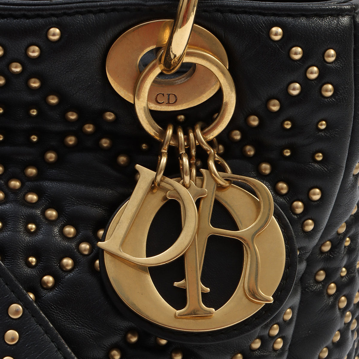 Studded Lady Dior 2-way Bag Black
