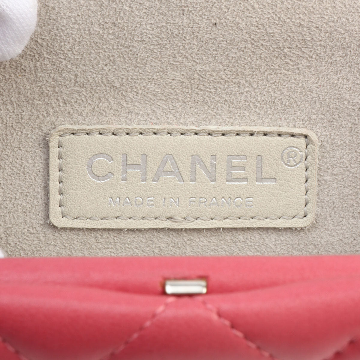 Made in 2012, pink matelassé stitch CC mark clasp clutch bag