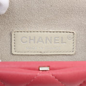 Made in 2012, pink matelassé stitch CC mark clasp clutch bag