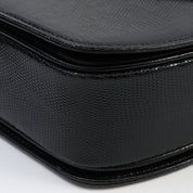 Lizard Logo Plate Shoulder Bag Black