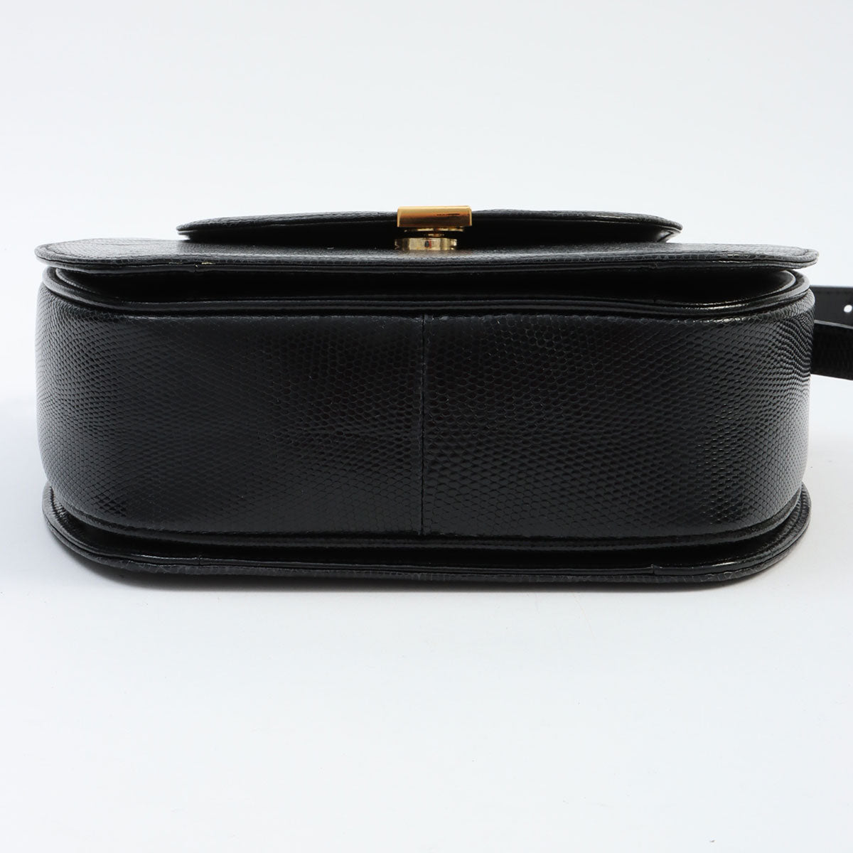 Lizard Logo Plate Shoulder Bag Black