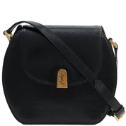 Lizard Logo Plate Shoulder Bag Black