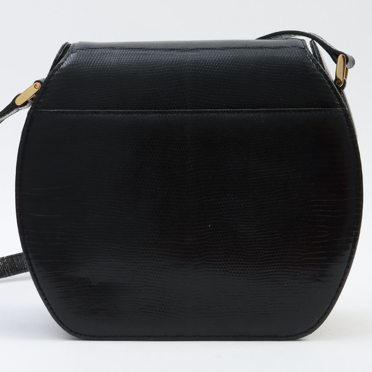 Lizard Logo Plate Shoulder Bag Black