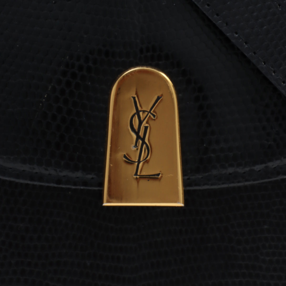 Lizard Logo Plate Shoulder Bag Black