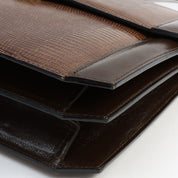 Lizard Logo Plate Shoulder Bag Brown