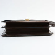 Lizard Logo Plate Shoulder Bag Brown