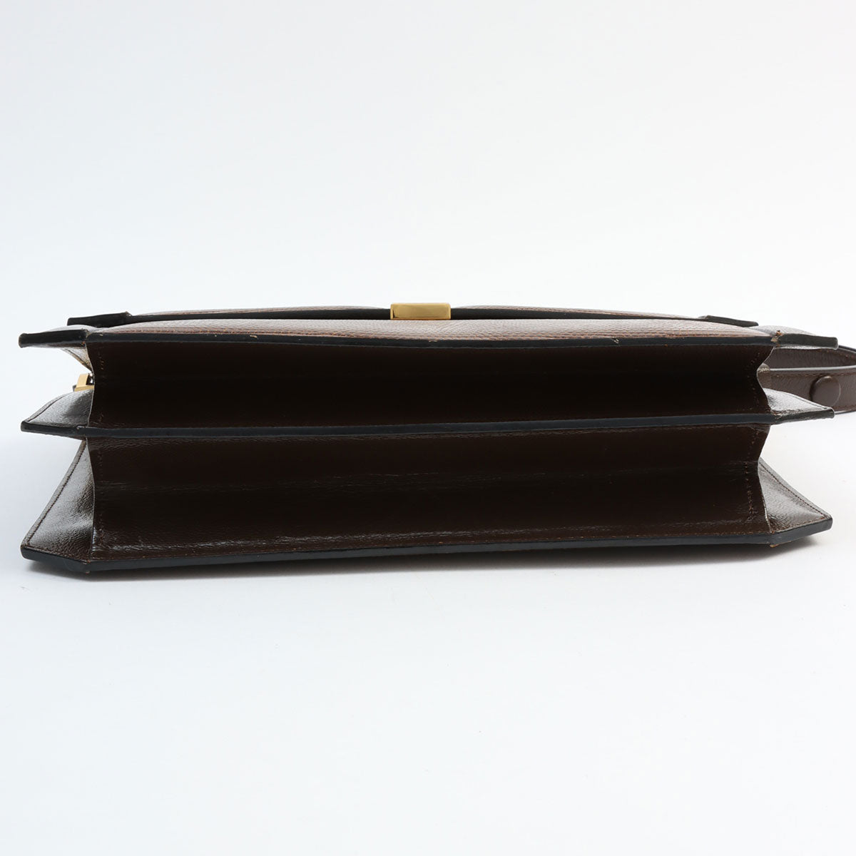 Lizard Logo Plate Shoulder Bag Brown
