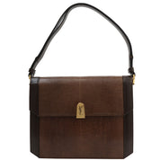 Lizard Logo Plate Shoulder Bag Brown