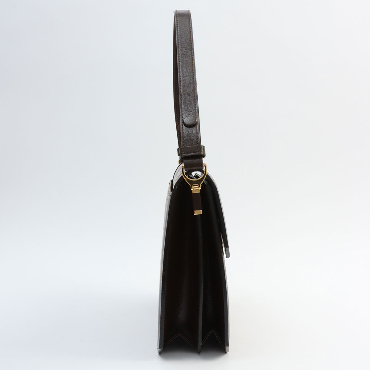 Lizard Logo Plate Shoulder Bag Brown