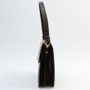 Lizard Logo Plate Shoulder Bag Brown