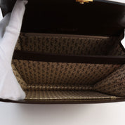 Lizard Logo Plate Shoulder Bag Brown