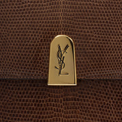 Lizard Logo Plate Shoulder Bag Brown