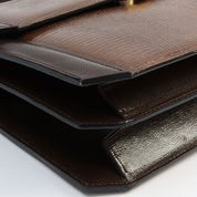 Lizard Logo Plate Shoulder Bag Brown