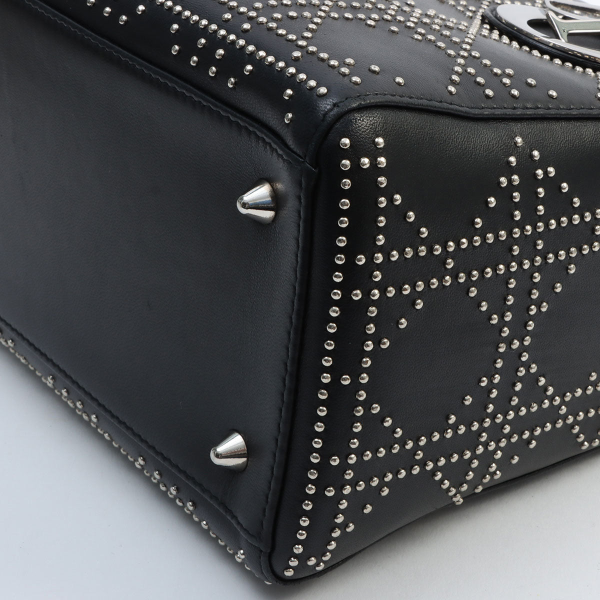 黑色皮革铆钉中号 Lady Dior 手袋