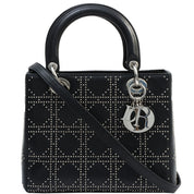 Leather Studded Lady Dior Medium Black