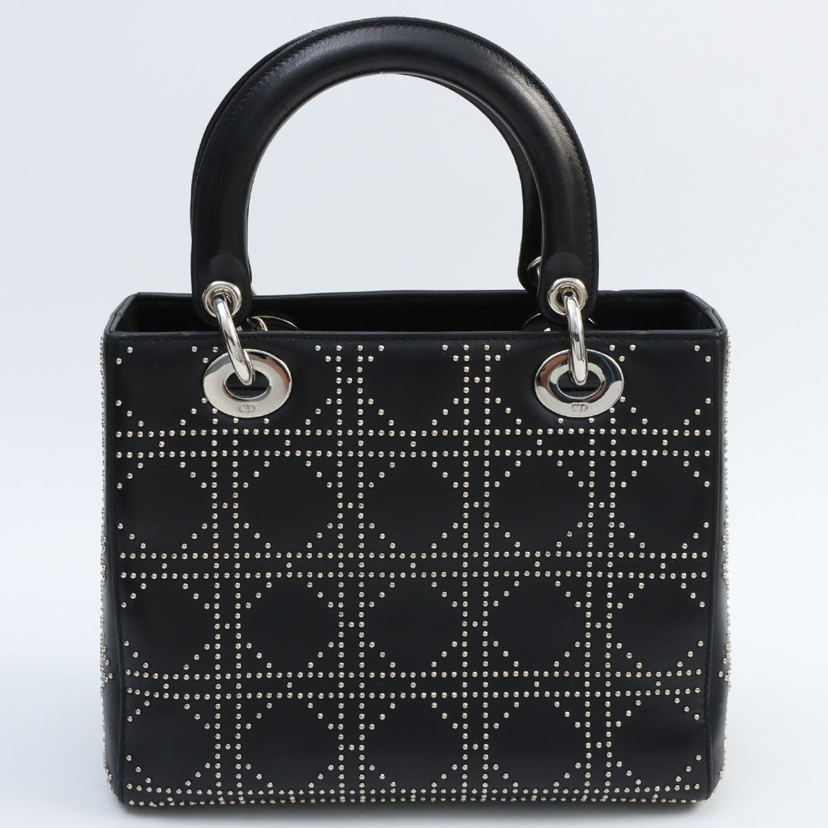 黑色皮革铆钉中号 Lady Dior 手袋