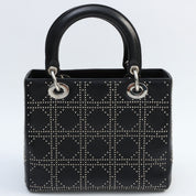 黑色皮革铆钉中号 Lady Dior 手袋