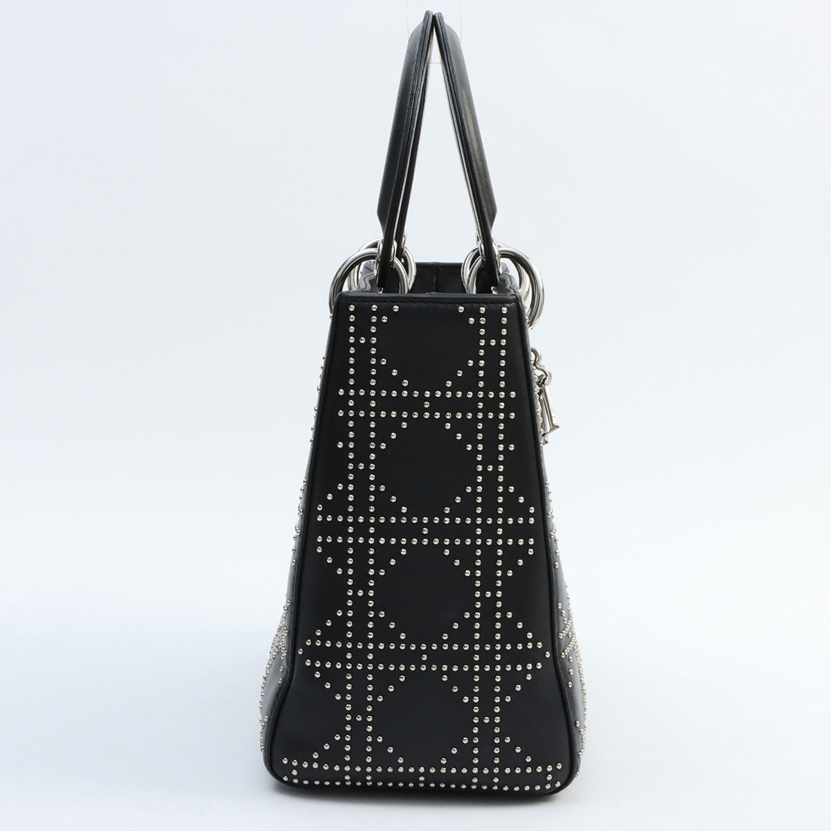 黑色皮革铆钉中号 Lady Dior 手袋