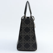黑色皮革铆钉中号 Lady Dior 手袋