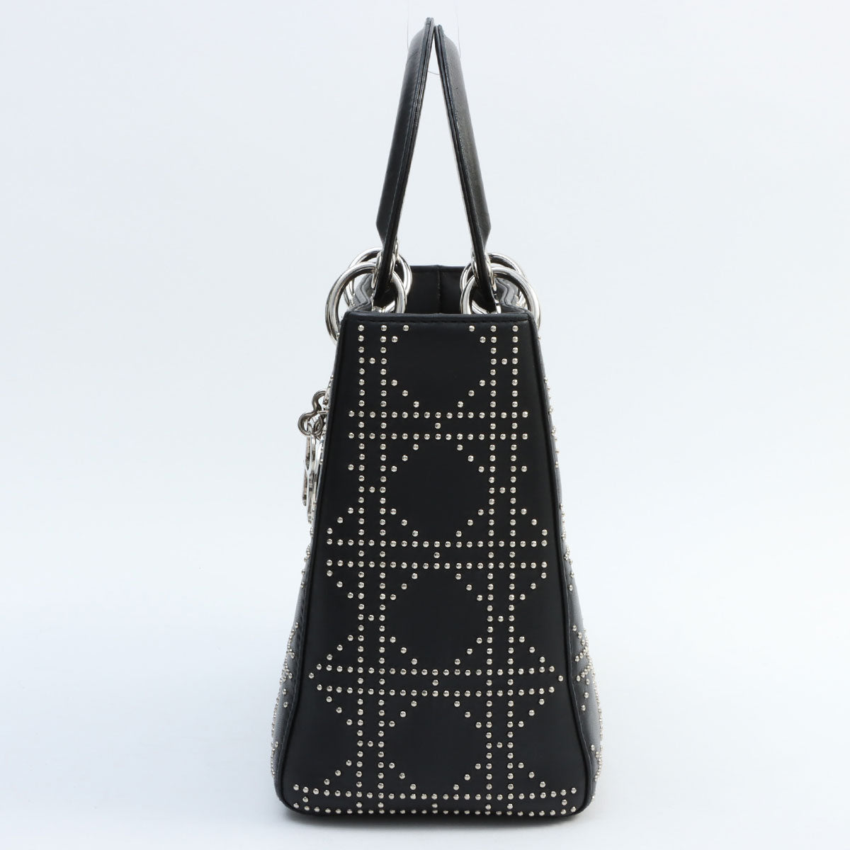 黑色皮革铆钉中号 Lady Dior 手袋