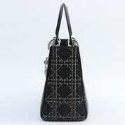 黑色皮革铆钉中号 Lady Dior 手袋